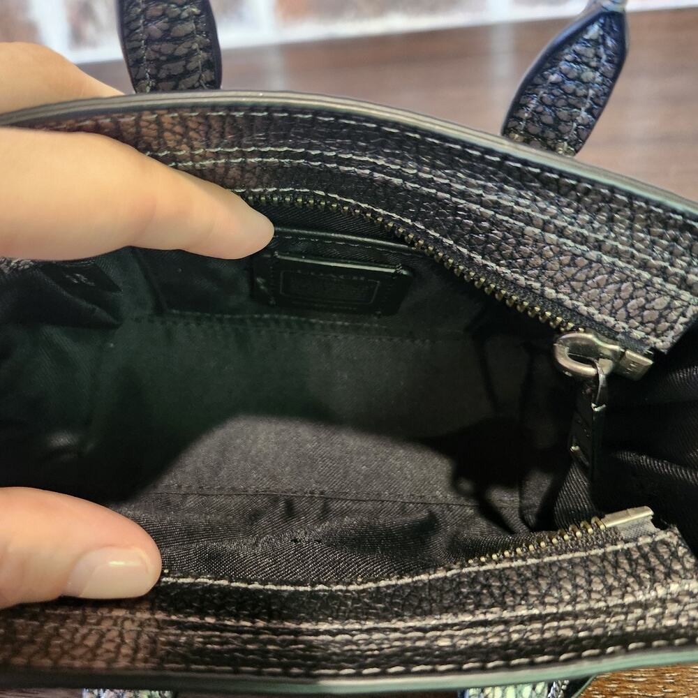 New Coach Mini Swagger 15 In Pebble Leather Gray Metallic Crossbody Bag 54625 - Picture 8 of 12